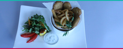 Vegan Soy Filet, Curly Fries And Salad